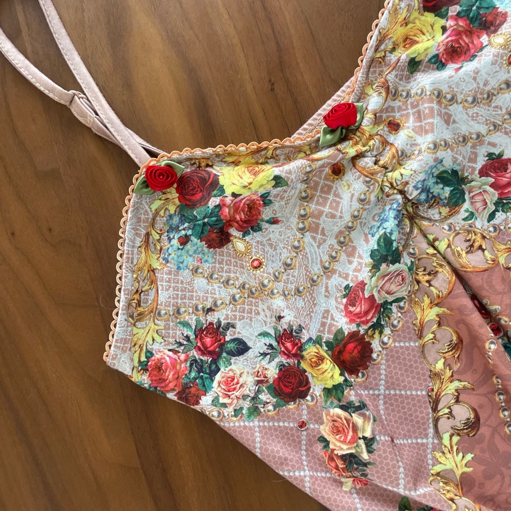 Floral Pink Gothic Camisole Top - Picture 2 of 7